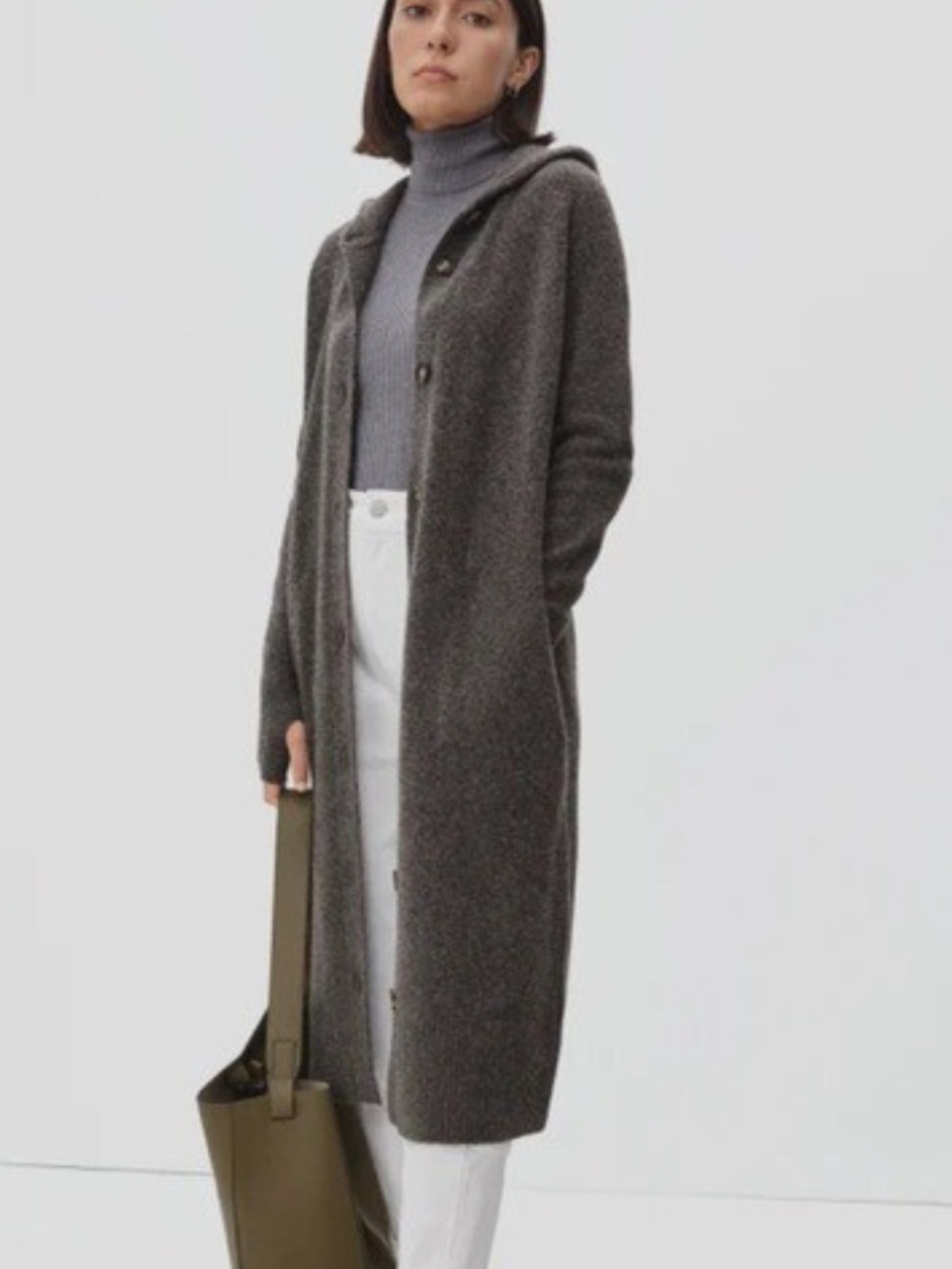 Everlane Cozy Stretch Duster Sweater in heathered charcoal XL